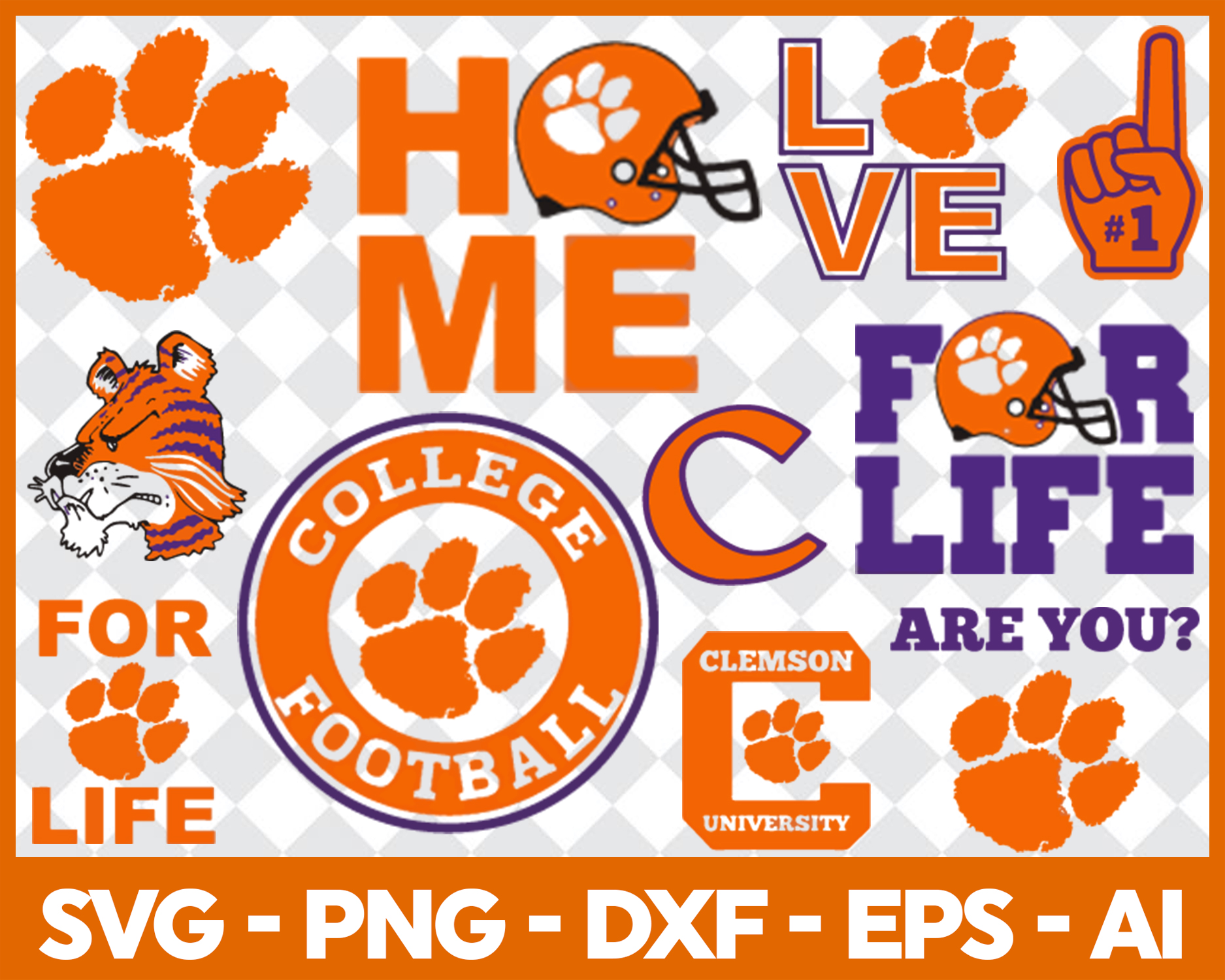 Clemson Tigers SVG,SVG Files For Silhouette, Files For Cricut, SVG, DXF