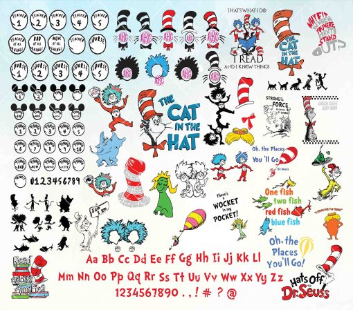 Bundle Cat Hat Svg - Bundle  Cat Hat - Dr Seuss Bundle Svg - Cat In The Hat Svg - Dr Seuss Svg - Thing 1- Thing 2 svg - Digital Download