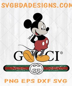 Gucci & Disney Inspired printable graphic art Mickey with Crayon Style Gucci Bar vector art design hi quality, JPG, SVG, PNG, Ai, Eps