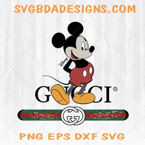 Gucci & Disney Inspired printable graphic art Mickey with Crayon Style Gucci Bar vector art design hi quality, JPG, SVG, PNG, Ai, Eps