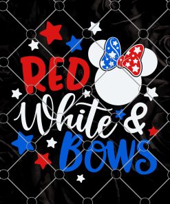 Red White and Bows Svg, Minnie USA Flag, Minnie America Svg, Minnie Stars Ribbon Svg, 4th of July Minnie Svg, Digital Download