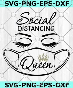 Social distancing Queen svg, Quarantine svg dxf eps png, Eyelashes svg, woman face svg, digital cut file for Cricut Cameo