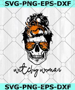 Witchy Woman Fall Skull Bun Spider SVG, Witchy Woman SVG, Skull SVG, Witch Skull SVG, Woman Skull SVG, Spider On Skull SVG, Skull With Glasses SVG