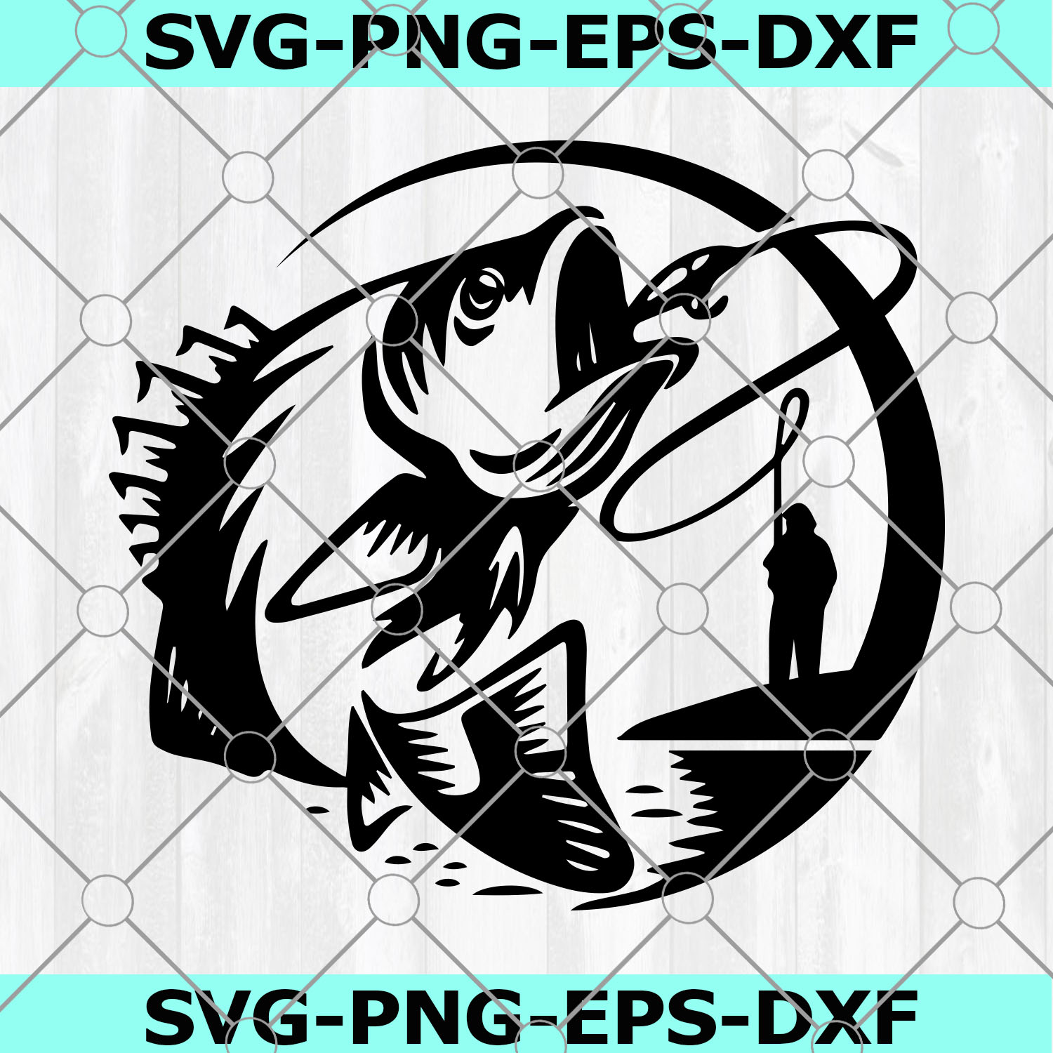 Bass Jumping SVG , Angler fishing Svg , Bass Fishing Clipart