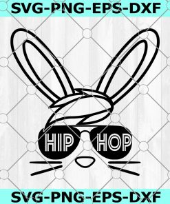 Hip Hop Bunny SVG, DXF, Easter bunny svg, Boy Easter Svg, Cricut, Silhouette, Cameo, Rabbit Svg, Easter Shirt Svg, Bunny with glasses