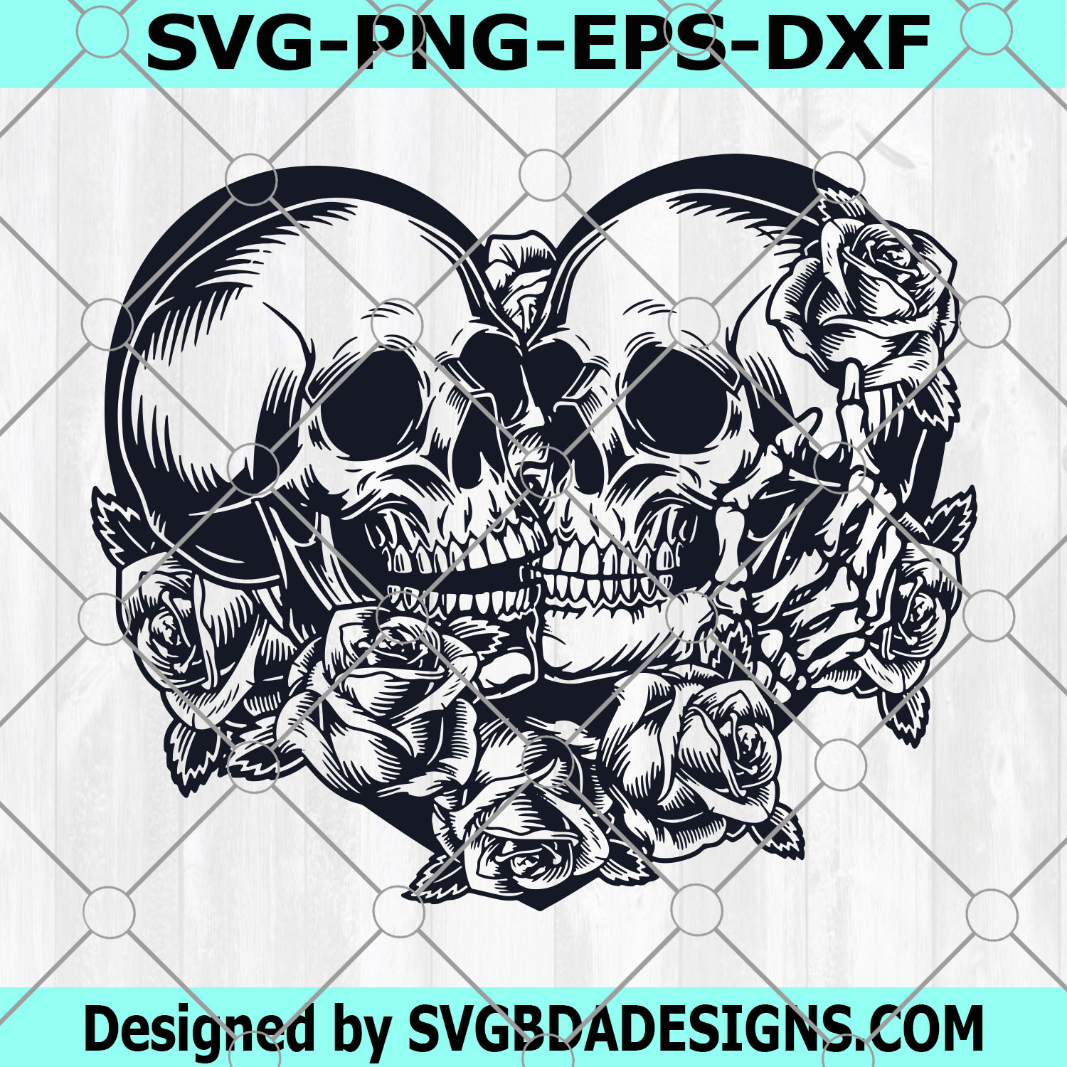 Skull Lovers SVG , Dead Skeleton Love SVG ,Gothic Heart Decal Shirt