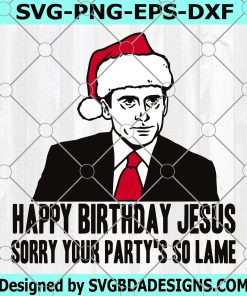 Happy Birthday Jesus Files ,Office Christmas Design, Layered Michael SVG, Santa Hat SVG, Digital Download