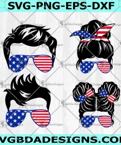 4th of july patriotic Family Life SVG, Messy Bun SVG, Mom Life, Kidlife svg, cutting file for cricut and Silhouette cameo, Svg Dxf Png