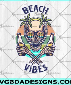 Skull Beach Vibes PNG, Summer png, Skull png, Women Skull png, Beach png, Beach lover, Summer Print png, Sunset png, Digital
