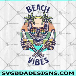 Skull Beach Vibes PNG, Summer png, Skull png, Women Skull png, Beach png, Beach lover, Summer Print png, Sunset png, Digital