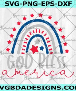 4th of July God Bless America svg design, rainbow svg file, 4th of July PNG, patriotic svg, 4th of July rainbow png, american svg
