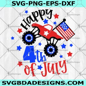 Truck  Happy 4th of July Svg - Fourth of July Truck Svg -America Flag Truck Svg - America Monster Truck Svg -Digital Download