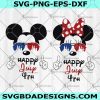 4th Of July Mickey Minnie Svg - 4th Of July Mickey Minnie  -Mickey Minnie Head - USA Flag Glasses -Independence Day Svg - Digital 