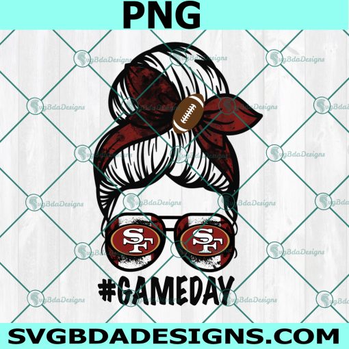 49ers Game Day Png, Messy Bun Mom Png, Sport Mom Png, NFL Messy Bun Mom PNG, Digital Download 