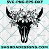 Cow Skull with Flowers SVG, Cow Skull svg, Cow Skull Floral svg, longhorn skull svg, Cricut, Digital Download