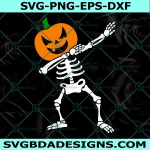 Dabbing Pumpkin Skeleton svg, Halloween Dabbing Skeleton svg
