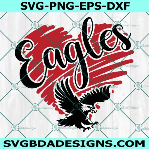 Eagles Heart SVG, Eagles Mascot Sports SVG, School Spirit Pride Svg, HighSchool Mascot Svg, Cricut, Digital Download