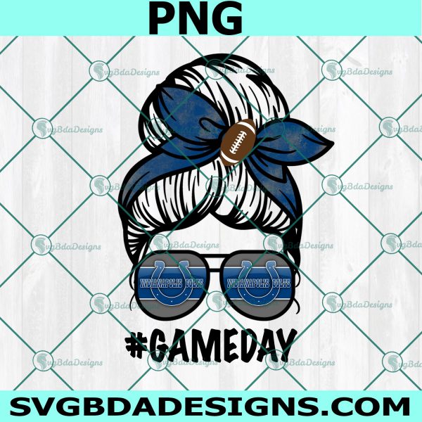 Game Day Colts Png, Messy Bun Mom Png, Sport Mom Png, NFL Messy Bun Mom PNG, Digital Download 