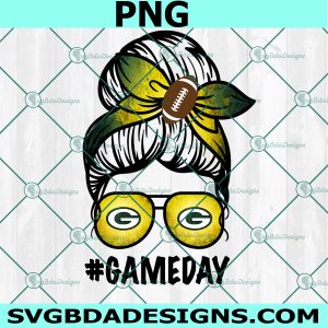 Green Bay Packers Gameday Png, Messy Bun Mom Png