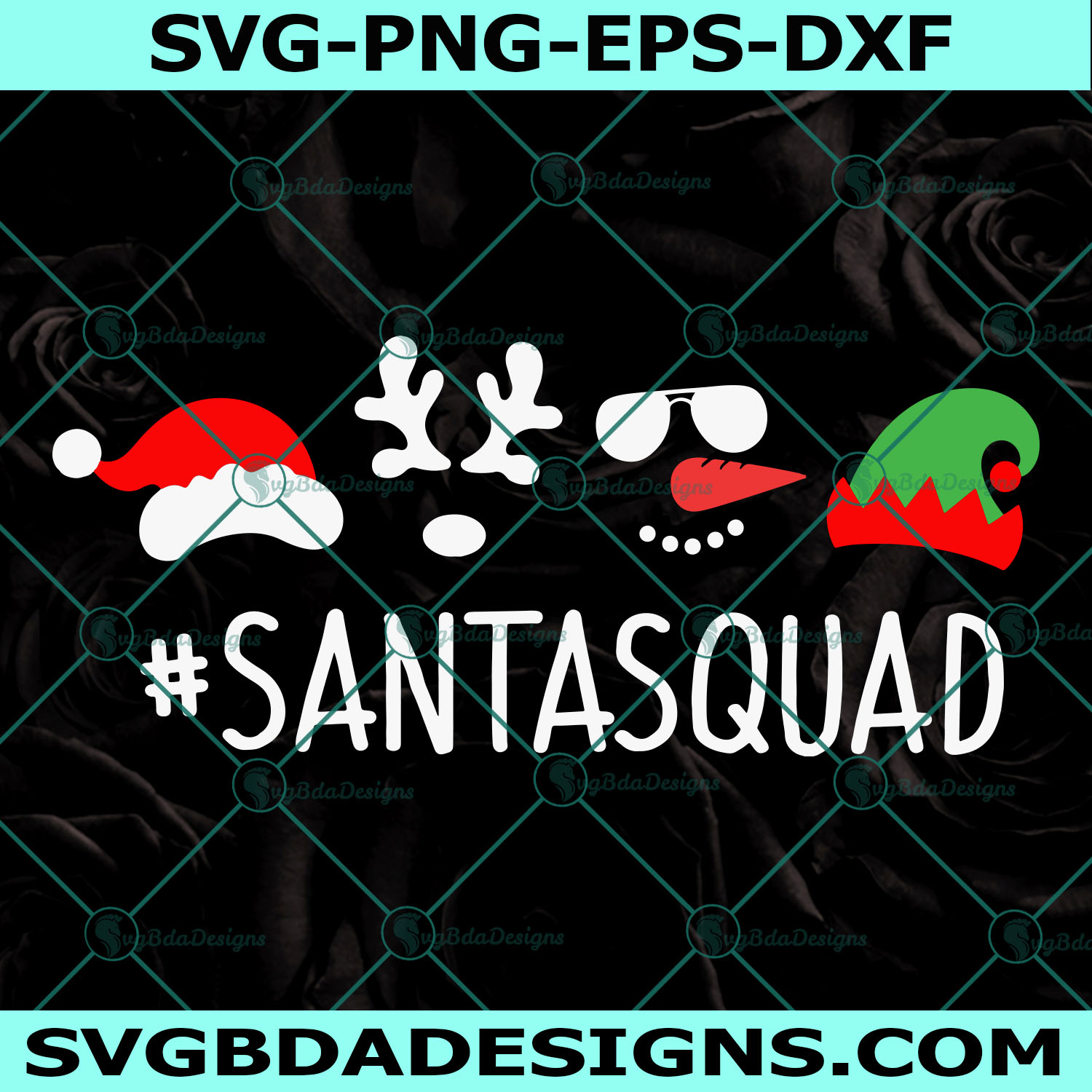 SantaSquad Svg, Christmas Svg, Kids Christmas Svg, Elf, Santa Hat Svg, Reindeer Svg, Snowman Svg , Cricut, Digital Download