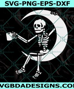 Skeleton On The Moon svg, Skeleton Svg, Halloween svg