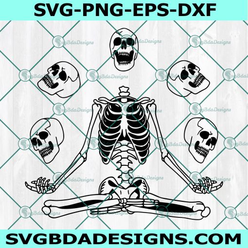 Skeleton meditation svg, Funny skeleton svg, Meditating skeleton svg, Spooky skeleton skull svg, Cricut, Digital Download
