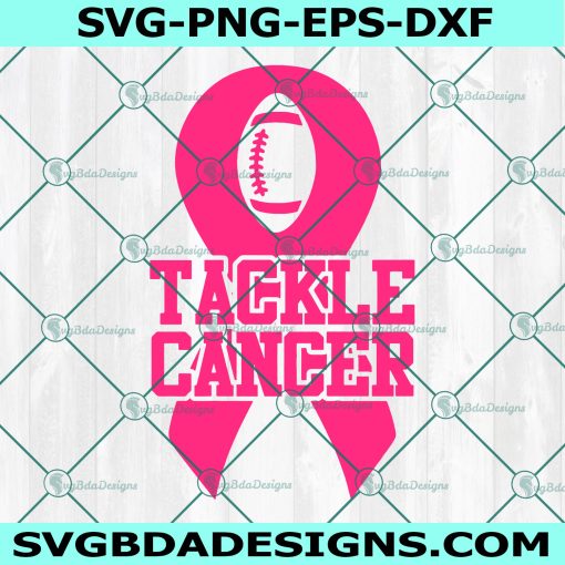 Tackle Cancer Svg, Pink Out SVG, Football  Cancer SVG , Breast Cancer SVG, Pink Ribbon svg, Cricut, Digital Download