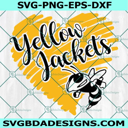 Yellow Jacket Heart Svg, HighSchool Mascot Svg, School Spirit Svg, Yellow Jacket Svg,Cricut, Digital Download
