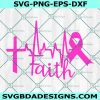 Cross Heartbeat Ribbon Svg, Breast Cancer SVG, survivor svg, awareness svg, Cricut, Digital Download