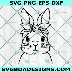 Bunny Bandana SVG, Rabbit SVG, Rabbit with Bandana Svg, Bandana Rabbit Svg