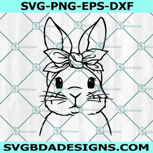 Bunny Bandana SVG, Rabbit SVG, Rabbit with Bandana Svg, Bandana Rabbit Svg, Animal Face Svg, Easter Bunny svg, Cricut, Digital Download