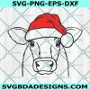 Cow Santa hat svg, Cow with Hat svg, Christmas svg file, Cow svg, Christmas Animals svg, Cricut, Digital Download