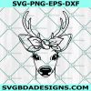 Deer Bandana SVG, Deer SVG, Deer with Bandana Svg, Deer Antlers svg, Animal Face Svg, Deer with Scarf Svg, Reindeer Head Scarf Svg, Cricut, Digital Download