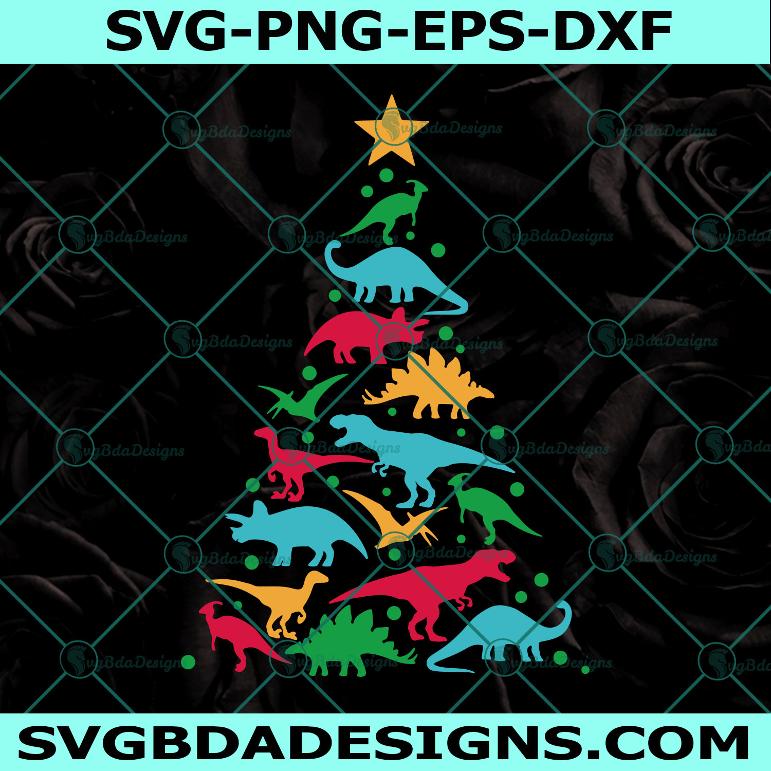 Dinosaur Holiday Tree Svg, Tree Christmas Svg, Cricut, Digital Download