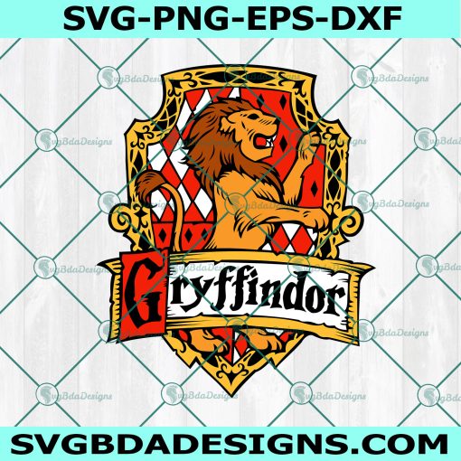 Gryffindor Crest Emblem Svg, Lion Svg, School of Magic House Crest Svg, Cricut, Digital Download