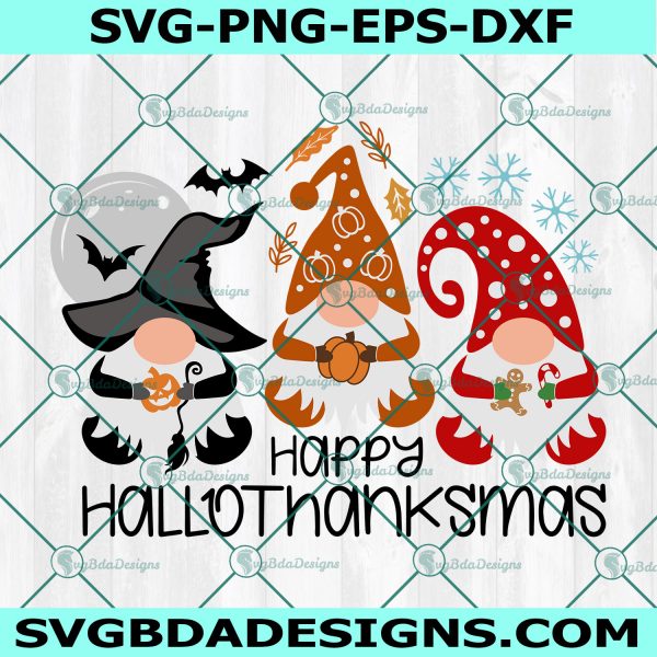 Happy Hallothanksmas SVG, Gnome SVG, Halloween SVG, Christmas Svg, Thanksgiving Svg, Cricut, Digital Download
