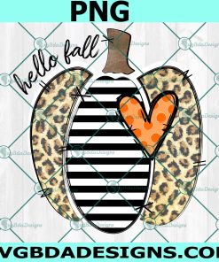 Hello Fall Striped & Leopard Png, Pumpkin Png, Hello Fall Png