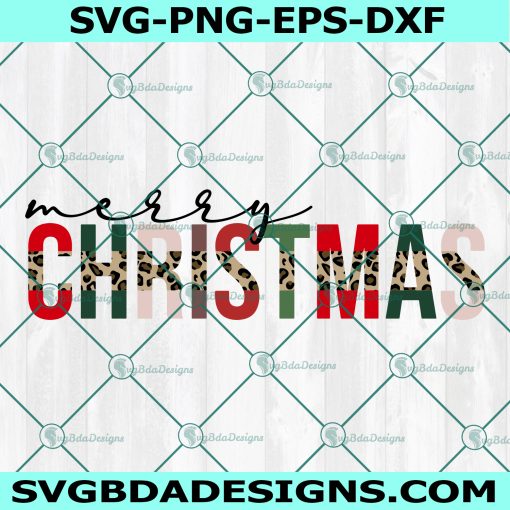 Merry Christmas Svg, Leopard Merry Christmas Svg, Christmas Svg, Cricut, Digital Download
