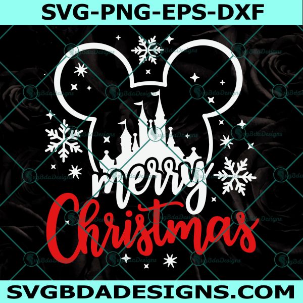 Merry Christmas Disney Svg, Merry Christmas Castle Svg, Disney Xmas Trip Svg, Mickey Head Svg, Cricut, Digital Download