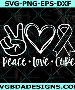 Peace Love Cure svg, Awareness Ribbon svg, Cancer Ribbon Svg