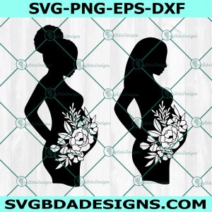 Pregnant Woman Flowers SVG, Pregnancy svg, Fertility svg