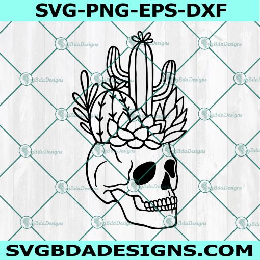 Skull Cactus Planter SVG, Halloween Cactus Svg, Cactus Planter svg, Plant Lover Svg, Skull Succulent svg, Cricut, Digital Download
