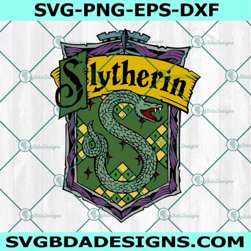 Slytherin Crest Svg, Snake House Emblem Svg, School of Magic Snake House Crest Svg, Crest Svg, Cricut, Digital Download