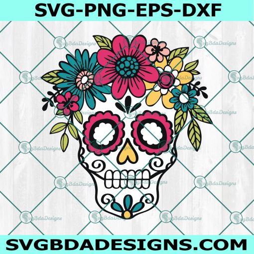 Sugar Skull Flower Svg, Sugar Skull svg, day of the dead Svg, dia de los muertos Svg, Cricut, Digital Download