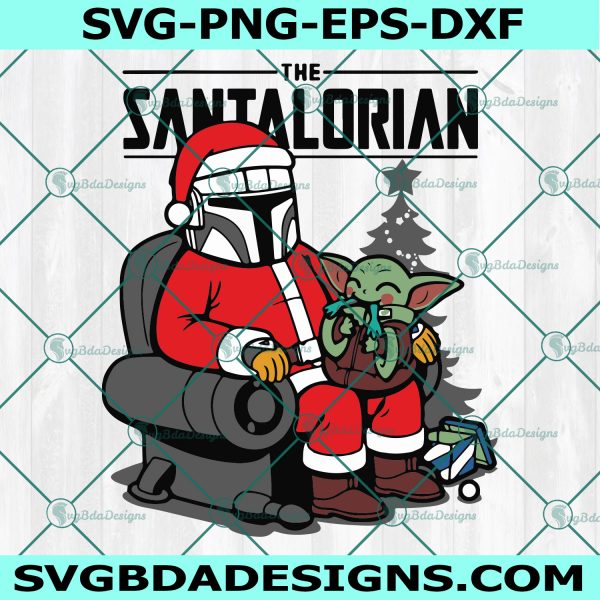 The Santalorian and Baby Yoda Svg, Christmas Mandalorian Svg, Baby Yoda Svg, Mandalorian Svg, christmas Svg, star wars Svg, Cricut, Digital Download