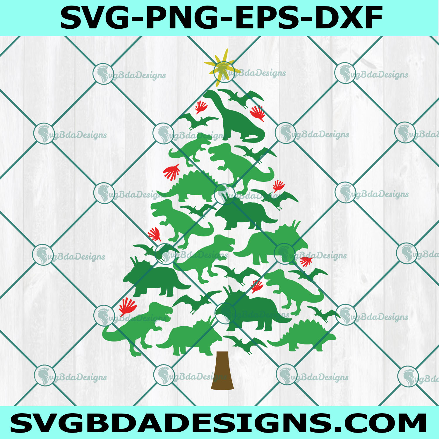 Dinosaur Christmas Tree SVG, Dinosaur Lover Christmas SVG, Christmas Svg, Digital Download