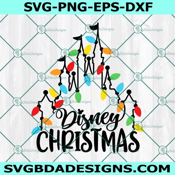 Disney Xmas Lights Castle Svg, Christmas Trip Svg, Disney Christmas Svg, Christmas svg, Digital Download