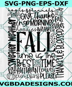 Fall Typography Svg, Fall Svg, Thankful & Blessed Svg
