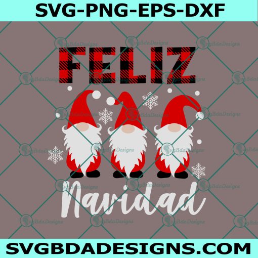Feliz Navidad Gnomies Svg, Feliz Navidad Svg, Merry Christmas Svg, Mexican Christmas Svg, Merry & Bright Svg, Cricut, Digital Download