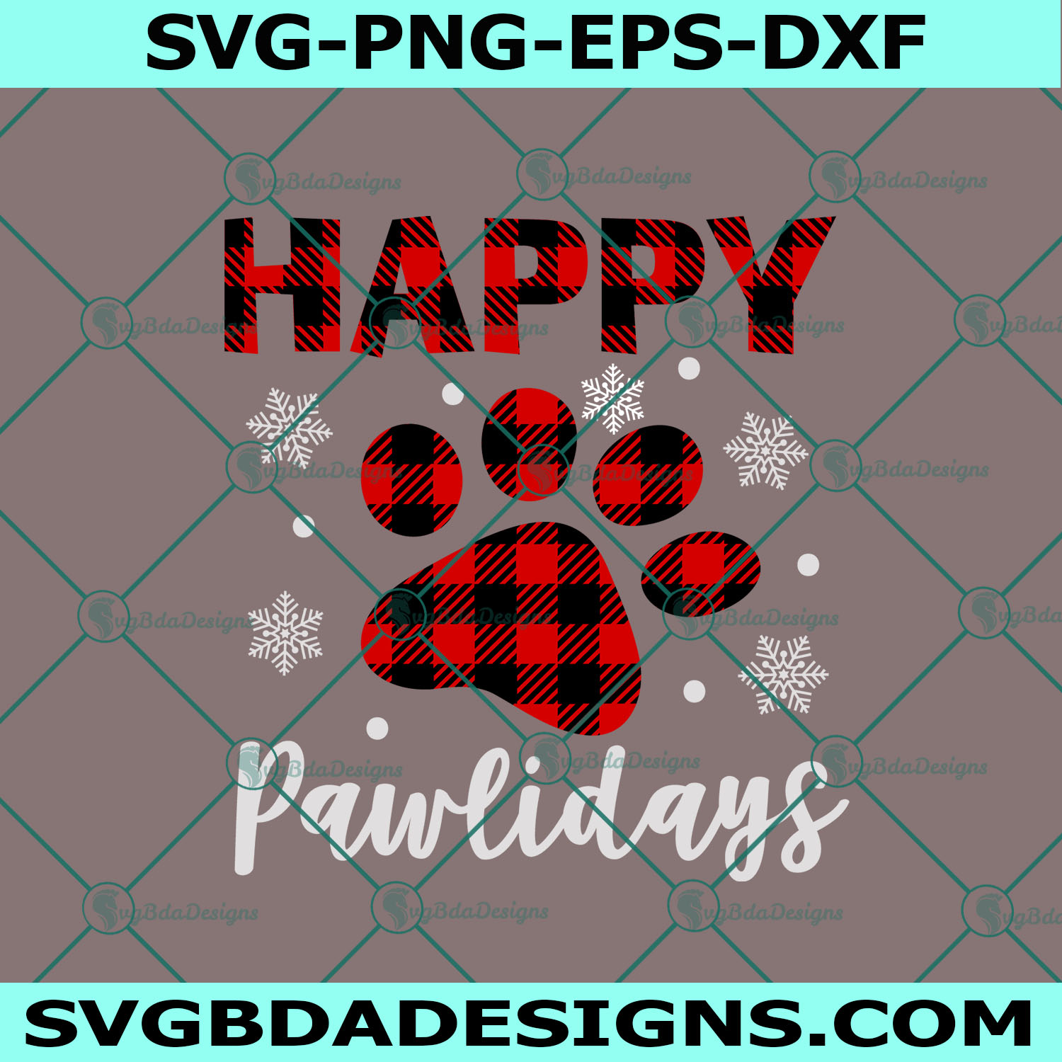 Happy Pawlidays Svg, Dog Christmas Svg, Cute Puppy Svg, Christmas Svg, Buffalo Plaid Svg, Cricut, Digital Download